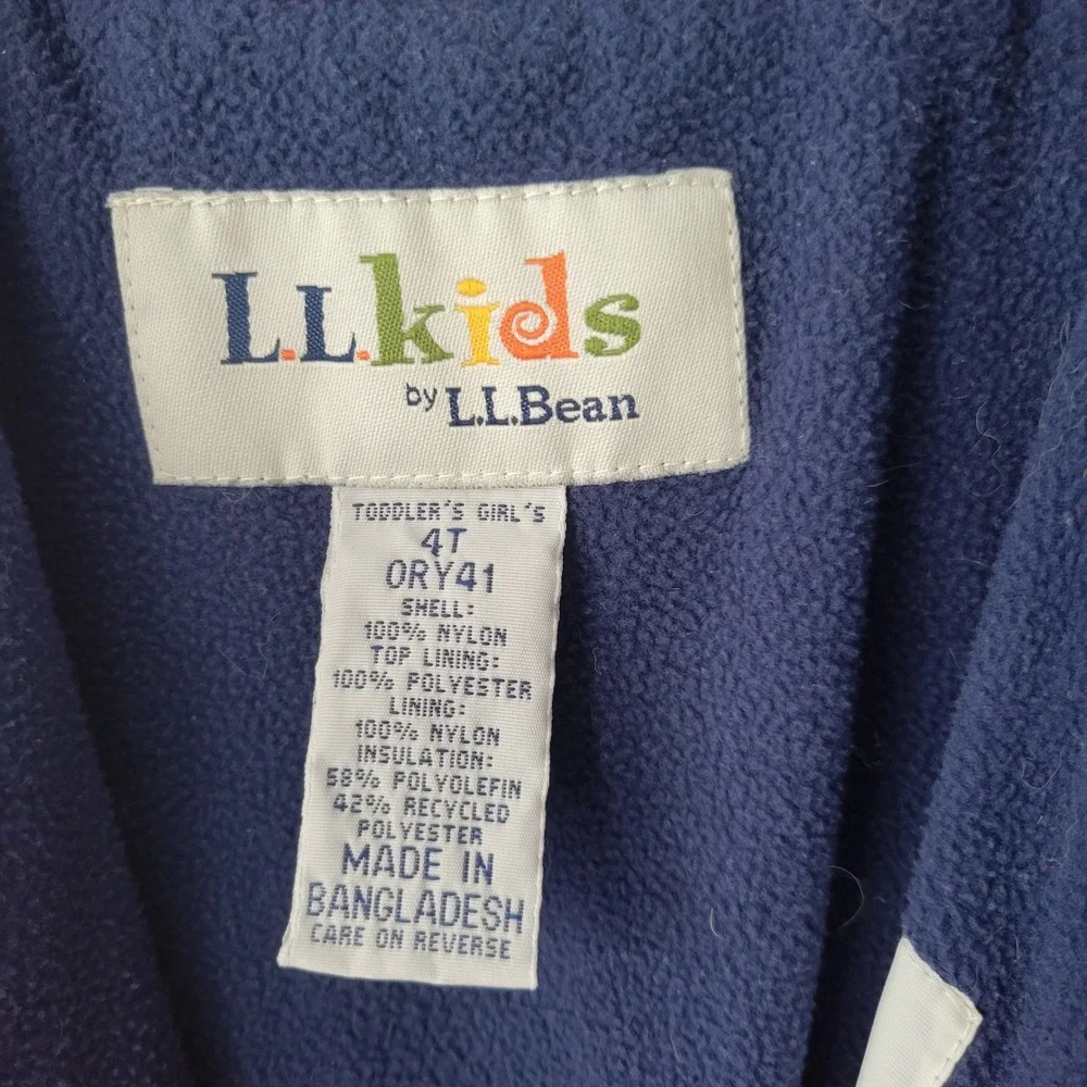 LL Bean Toddler Red Thinsulate Snow Bib Overalls Sz 4T Zip Front & Legs Boy Girl